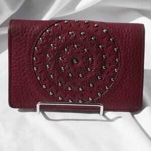 Brighton Ferrara Eternity Folio Red Pebbled Leather Medallion Wallet